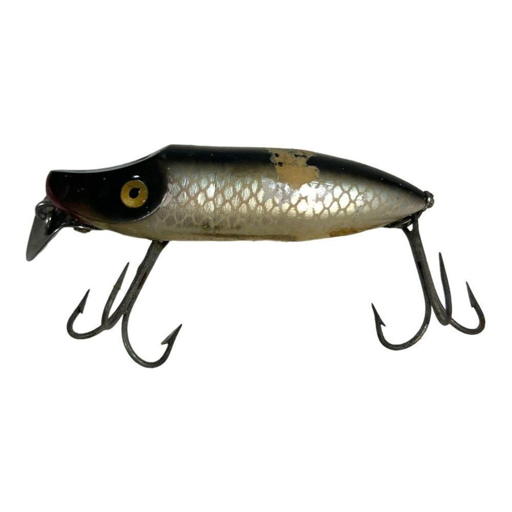 Heddon River Runt Spook Floater Vintage Fishing Lure 3” Black White Minnow Bait